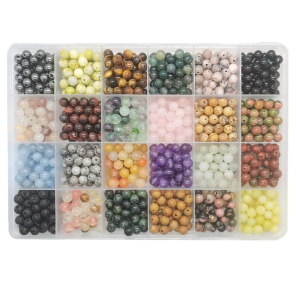 3425 720pcs Crystal Beads for Jewelry Making Bulk,Natural Stone Beads Charm